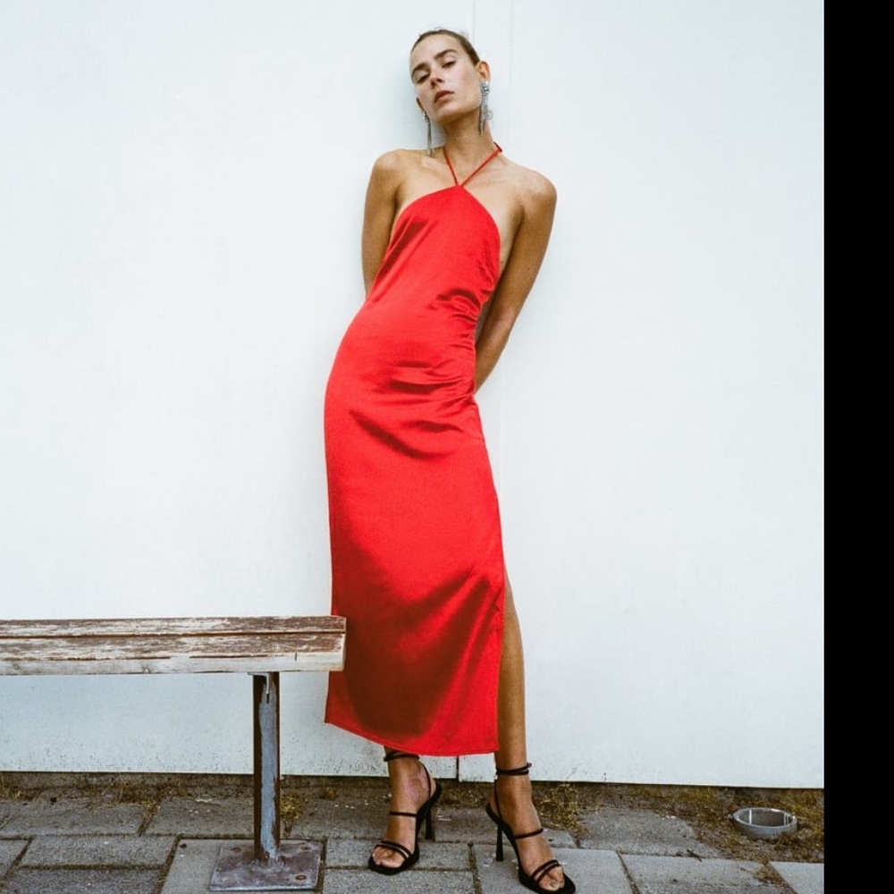 NWT Zara Halter Back Tie Dress